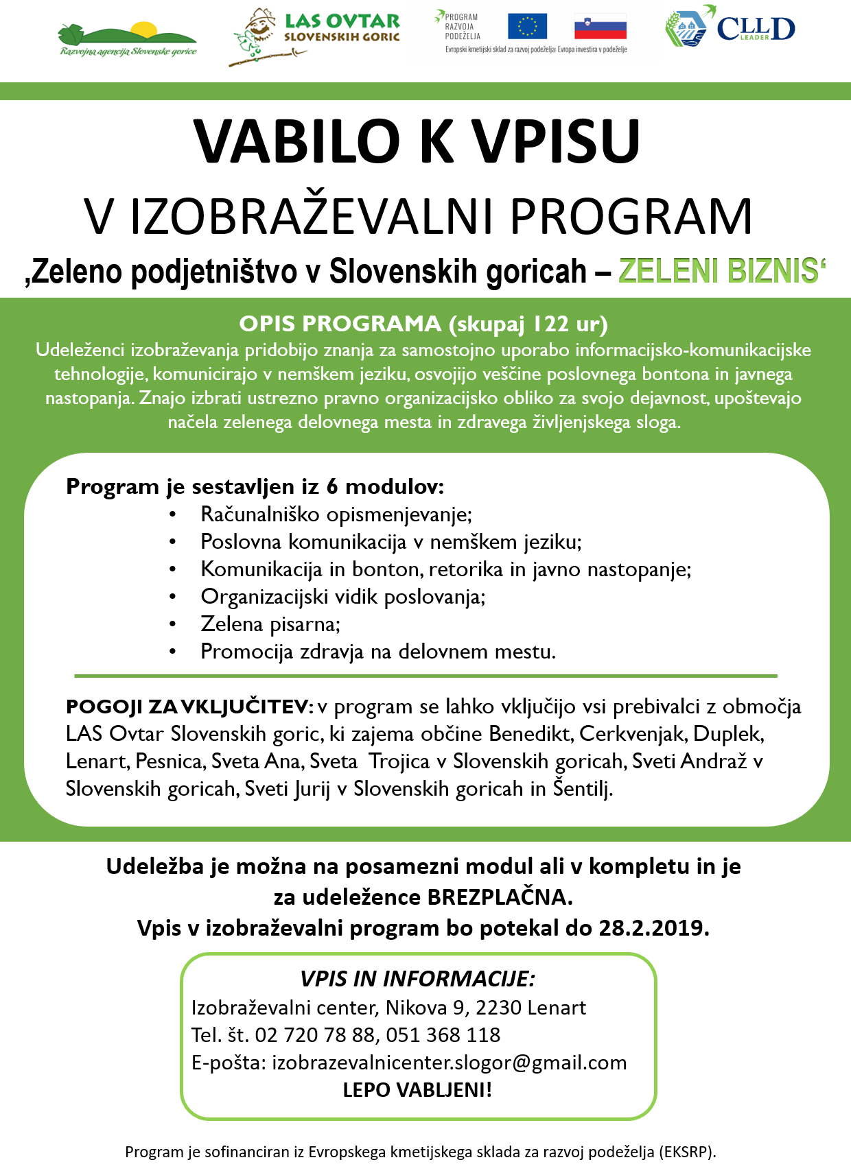 Vabilo Zeleni biznis jan2019